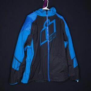 Icon Crusader Full Zip Armored Hoodie Textile Motorcycle Jacket Blue Sz 3XL